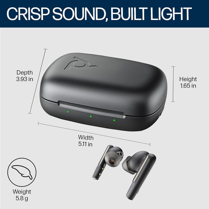 Poly Voyager Free 60 True Wireless Earbuds, in-Ear w/Noise-canceling mic, ANC, Black