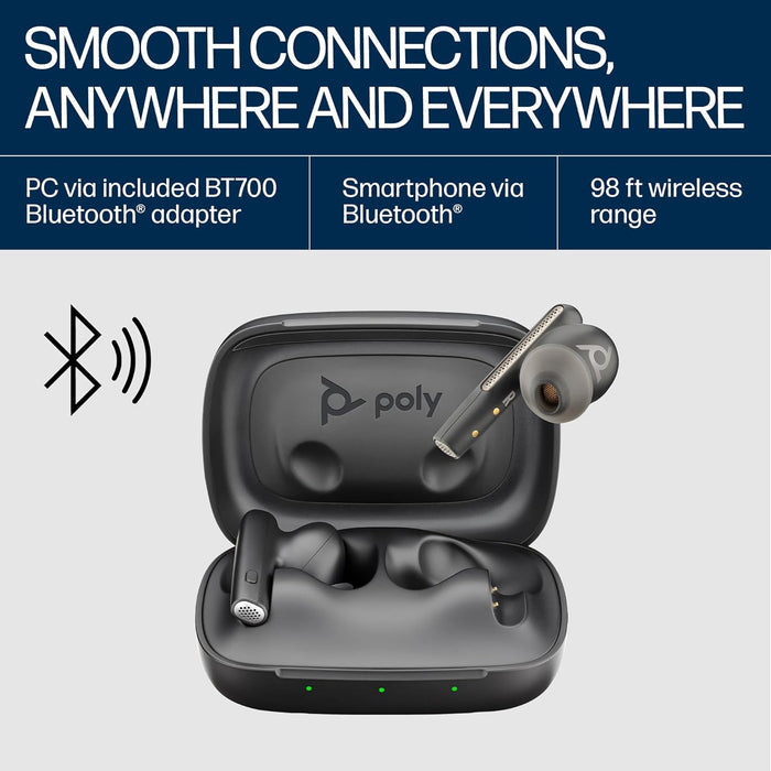 Poly Voyager Free 60 True Wireless Earbuds, in-Ear w/Noise-canceling mic, ANC, Black