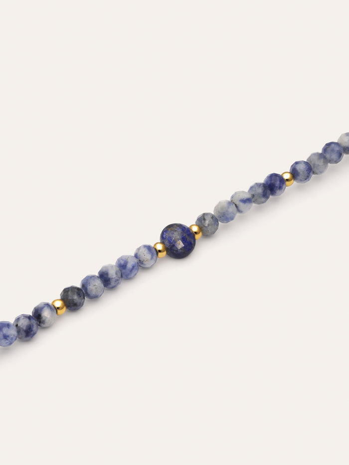 Pulsera Amulet Cianita Acero Baño Oro