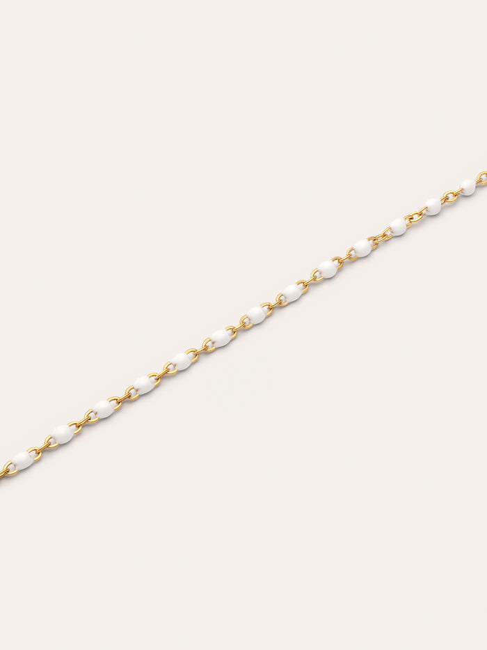 Pulsera Dots Enamel Blanco Acero Baño Oro