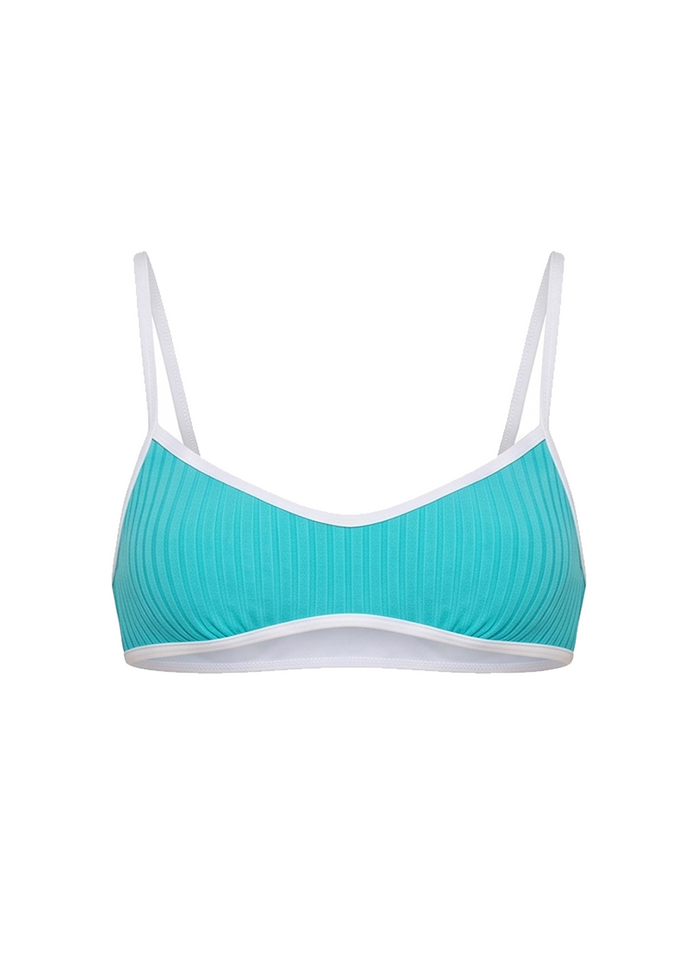 Rachel Bikini Top Luxe Rib Azul / Optic White