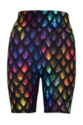 Rainbow dragon scales patterned shorts with subtle rainbow shading design