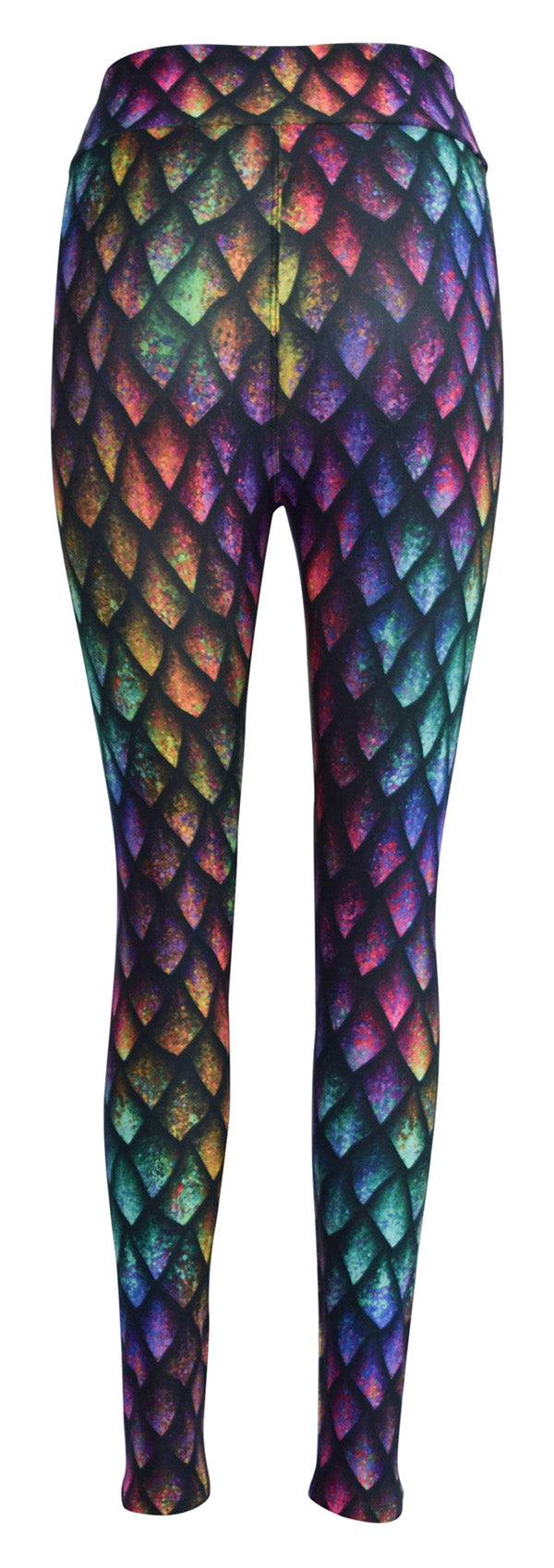 Leggings with rainbow dragon scales pattern and subtle shading
