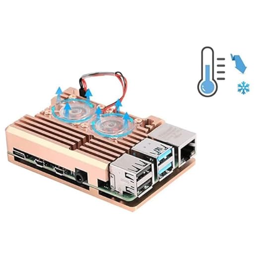 Raspberry Pi Robocraze Metal Case with Double Fan for 4 - Golden Colour