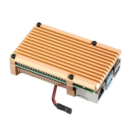 Raspberry Pi Robocraze Metal Case with Double Fan for 4 - Golden Colour