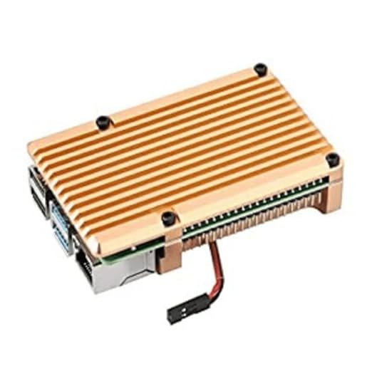Raspberry Pi Robocraze Metal Case with Double Fan for 4 - Golden Colour