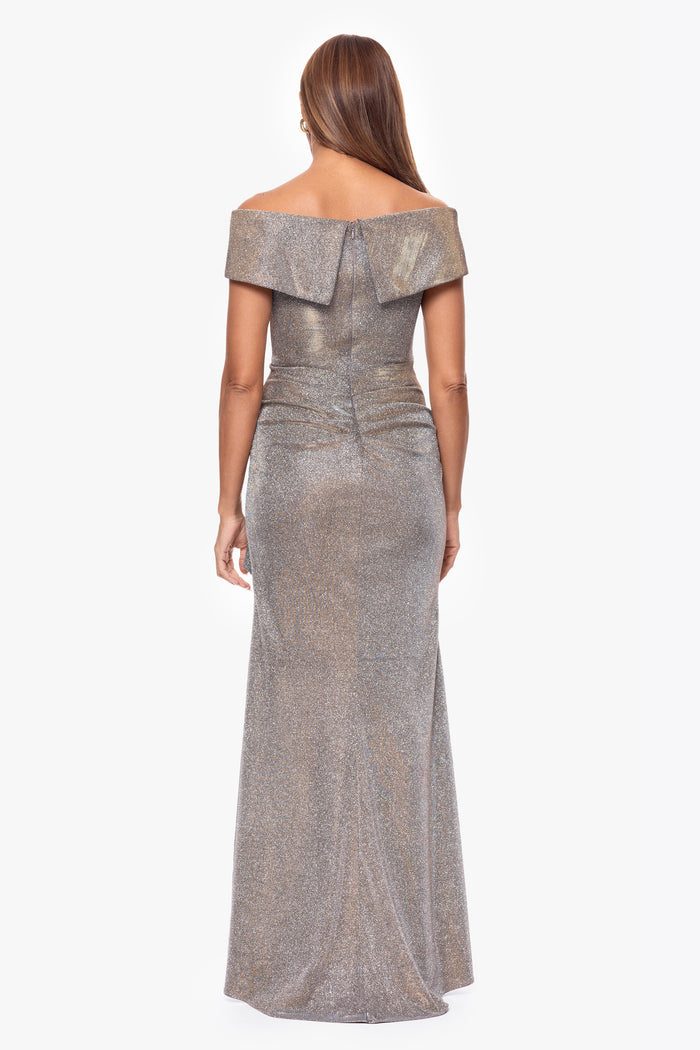 "Raveena" Foil Knit Ruffle Dress