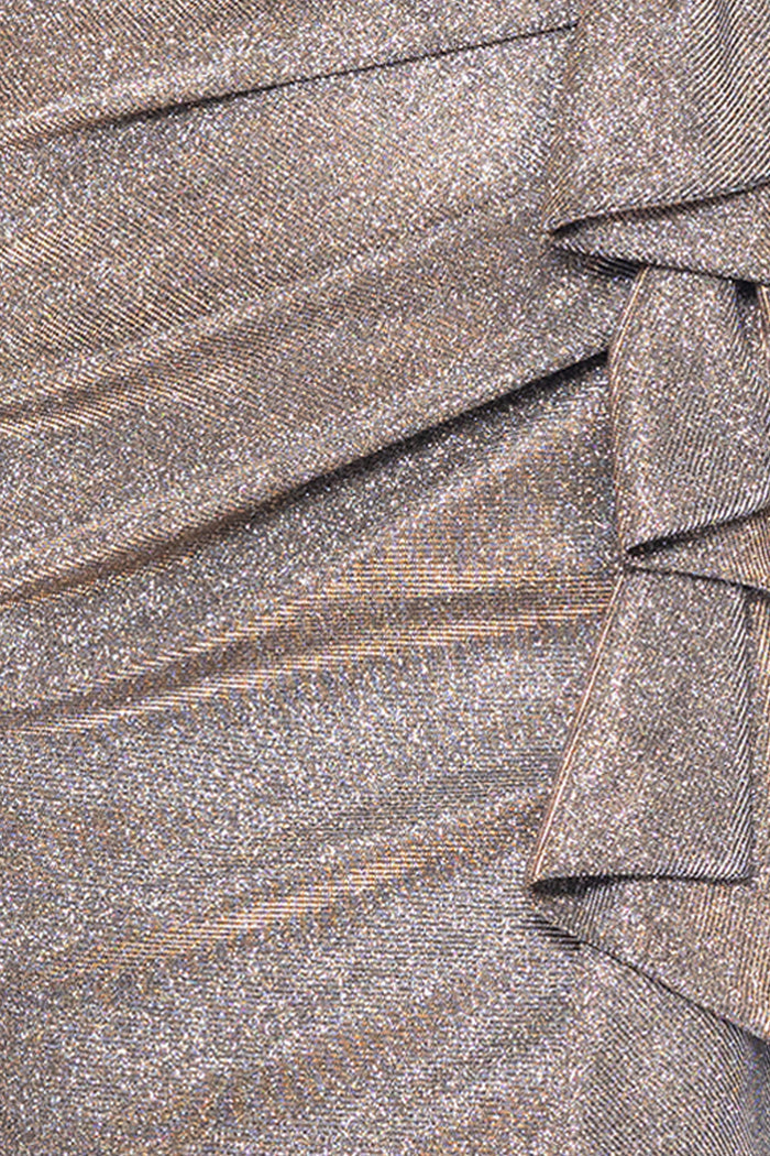 "Raveena" Foil Knit Ruffle Dress