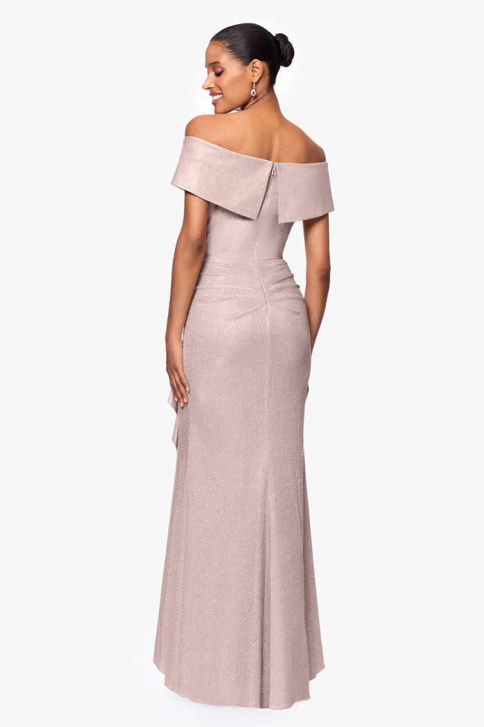 "Raveena" Foil Knit Ruffle Dress