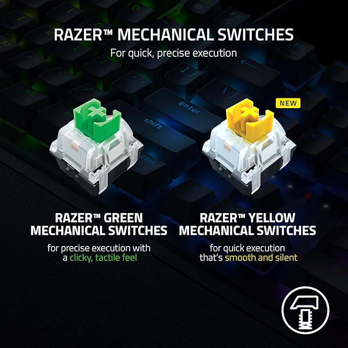 Razer BlackWidow V3 - Black - Mechanical Gaming Keyboard with Razer Chroma RGB - Green Switch - RZ03-03540100-R3M1 - Unboxify