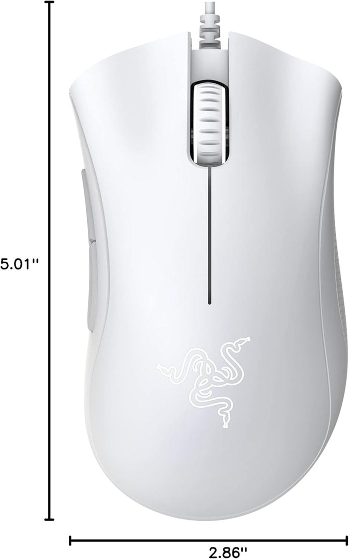 Razer DeathAdder Essential White Edition - 6400 DPI Ergonomic Wired Gaming Mouse - RZ01-03850200-R3M1 - Unboxify