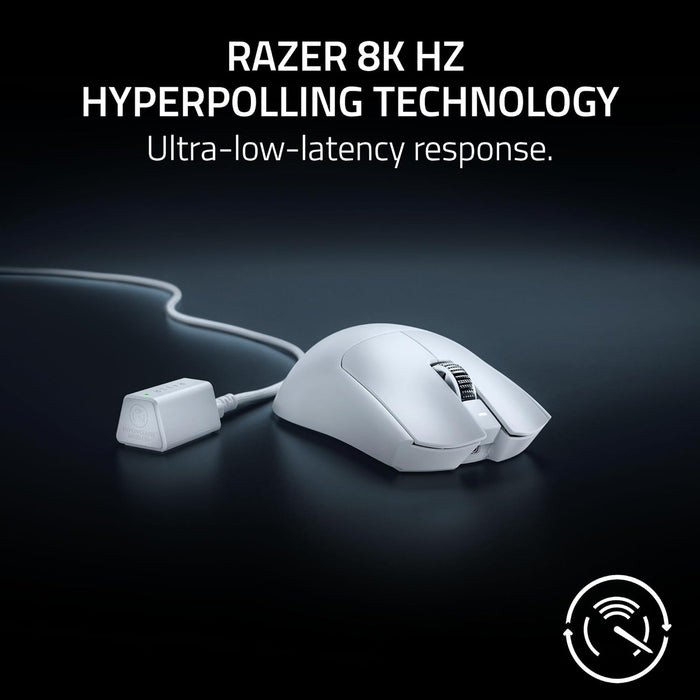 Razer Viper V3 Pro Wireless Esports Gaming Mouse: Symmetrical - 54g Lightweight - 8K Polling - 35K DPI Optical Sensor - Gen3 Optical Switches - 8 Programmable Buttons - 95 Hr Battery - White - Unboxify