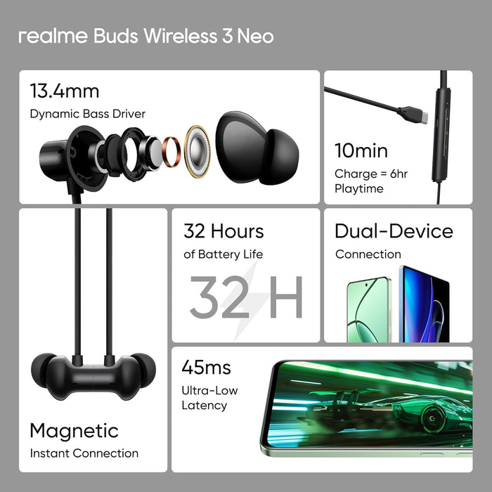 realme Buds Wireless 3 Neo in Ear Bluetooth Neckband - Unboxify