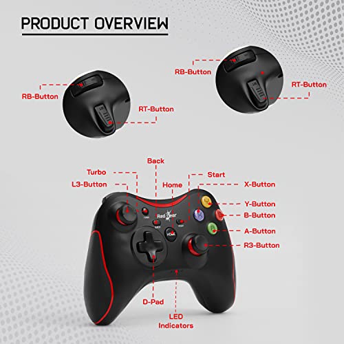 Redgear Pro Wireless Gamepad with 2.4GHz Wireless Technology, Integrated Dual Intensity Motor, Illuminated Keys for PC