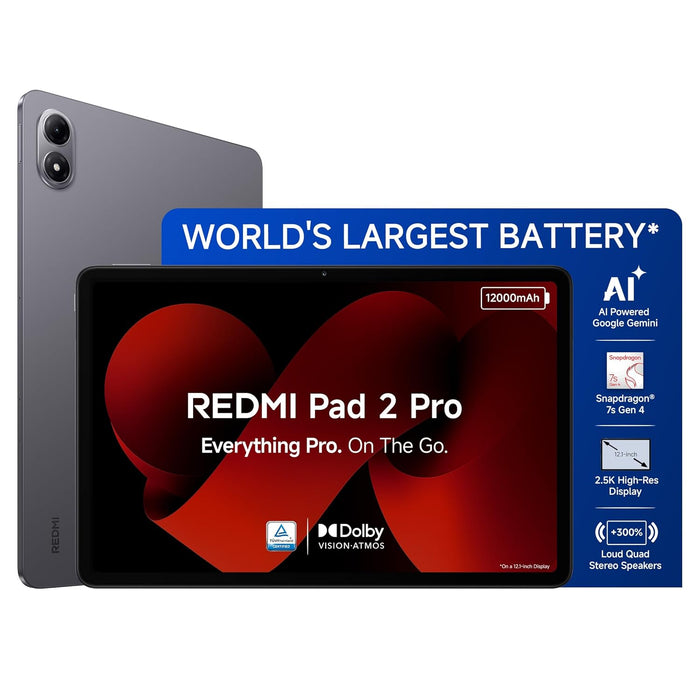 REDMI Pad 2 Pro 5G 12.1 inch with Wi-Fi+5G Gaming Qualcomm Snapdragon 7s Gen 4 Tablet (Quick Silver) - Unboxify