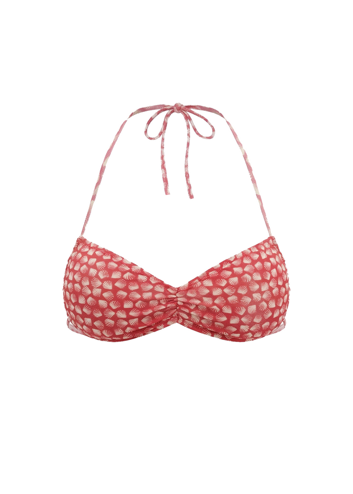Rowan Bikini Top Mesh Rooftop Red Shell Print