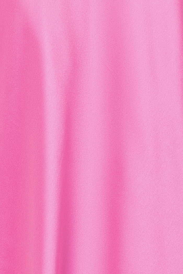 Pink “Ruth” Satin High Tie Neck Backless Dress, satin fabric detail