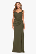 "Ryan" Techno Scuba Slit Dress