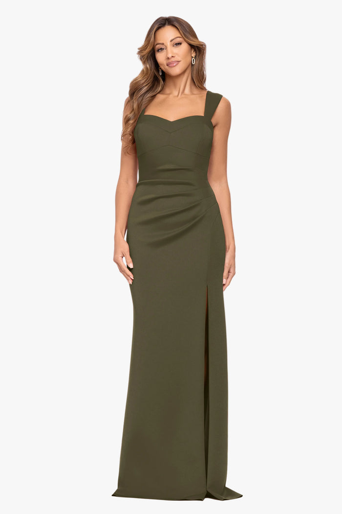 "Ryan" Techno Scuba Slit Dress