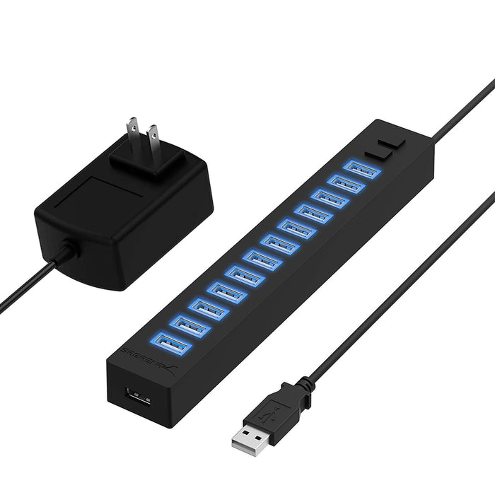 Sabrent 13 Port High Speed USB 2.0 Hub with Power Adapter and 2 Control Switches (HB-U14P) - Unboxify