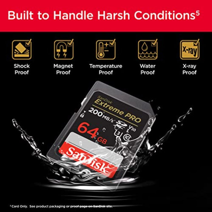 SanDisk Extreme Pro SD UHS I 64GB Card for 4K Video for DSLR and Mirrorless Cameras 200MB/s Read & 90MB/s Write