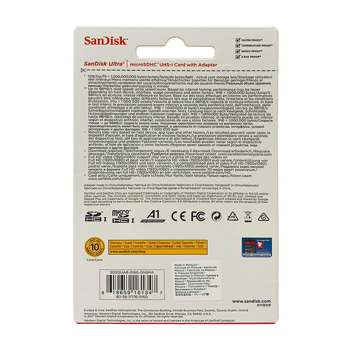 Sandisk Ultra - Flash memory card - 16 GB - MicroSDHC UHS-I (SDSQUNC-016G-AN6IA)