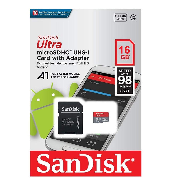 Sandisk Ultra - Flash memory card - 16 GB - MicroSDHC UHS-I (SDSQUNC-016G-AN6IA)