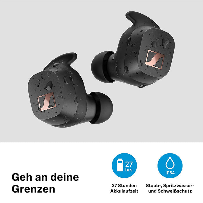 Sennheiser Sport True Wireless in Ear Earbuds Bluetooth Headphone with Mic (Black) - Unboxify