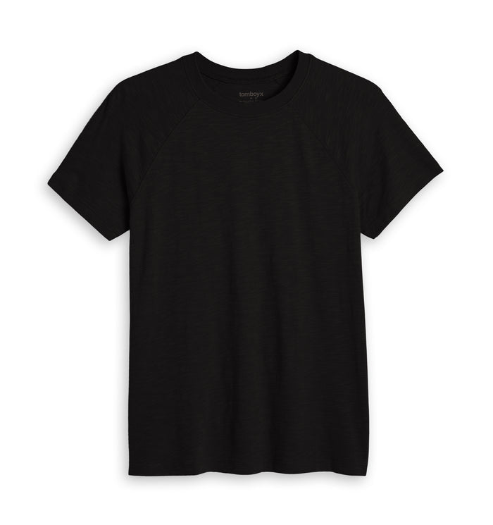 Short Sleeve Jersey Slub Raglan Tee - Black