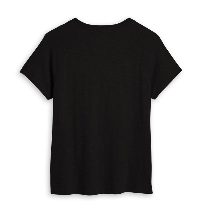 Short Sleeve Jersey Slub Raglan Tee - Black