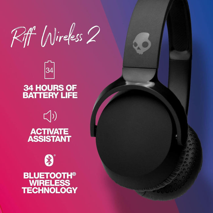 Skullcandy Riff 2 On-Ear Wireless Headphones - Black - Unboxify