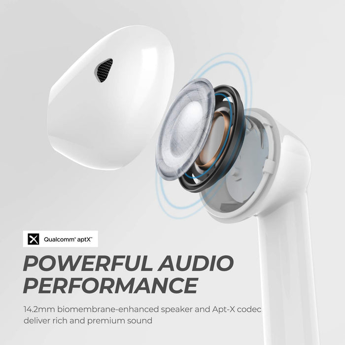 SoundPEATS TrueAir Truly Wireless Bluetooth Semi in Ear Earbuds with Mic (Gloss White) - Unboxify