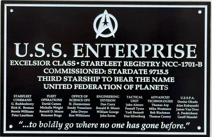 Star Trek DEDICATION PLAQUE #11 U.S.S. ENTERPRISE-B