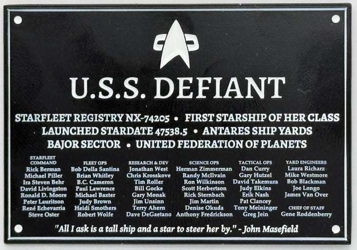 Star Trek DEDICATION PLAQUE #3 U.S.S. DEFIANT