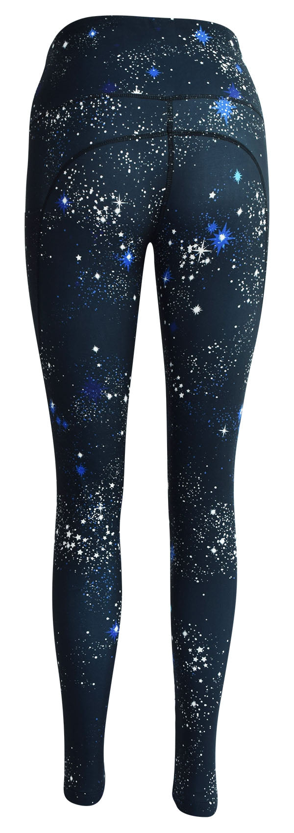 Starry Night + Pockets leggings in deep blue/black with star burst pattern and side pockets