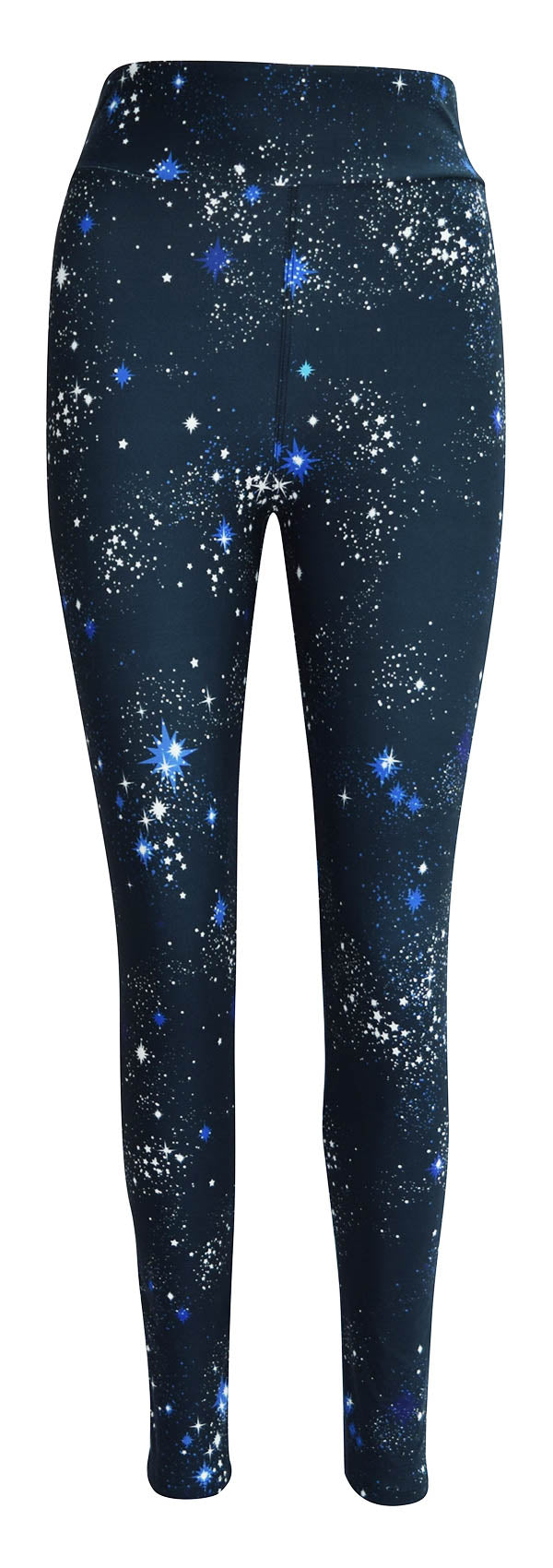 Blue leggings with starry night pattern featuring subtle star bursts