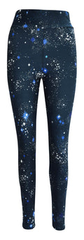 Blue leggings with starry night pattern featuring subtle star bursts