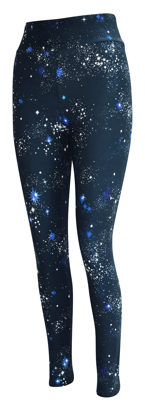 Blue leggings with subtle star bursts pattern named Starry Night