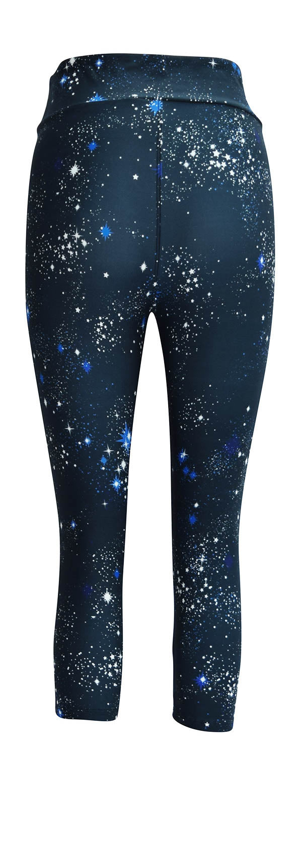 Blue leggings with star bursts pattern inspired by Starry Night design