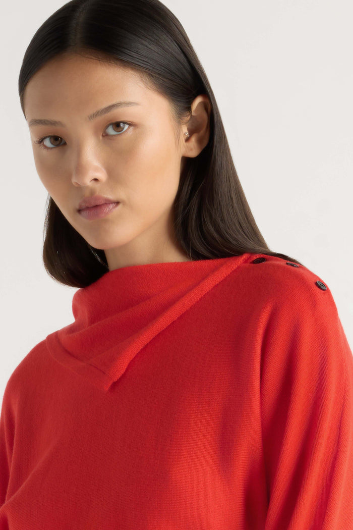 May-Li | Steffi Lightweight-Wool Foldover-Neck Top in Size Small