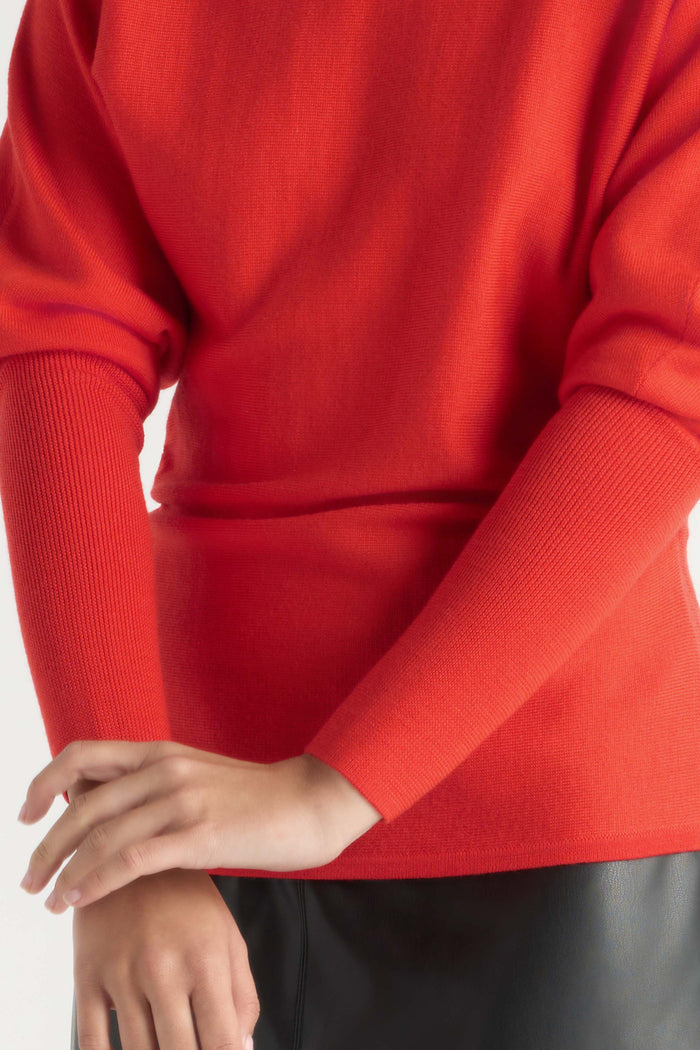 May-Li | Steffi Lightweight-Wool Foldover-Neck Top in Size Small