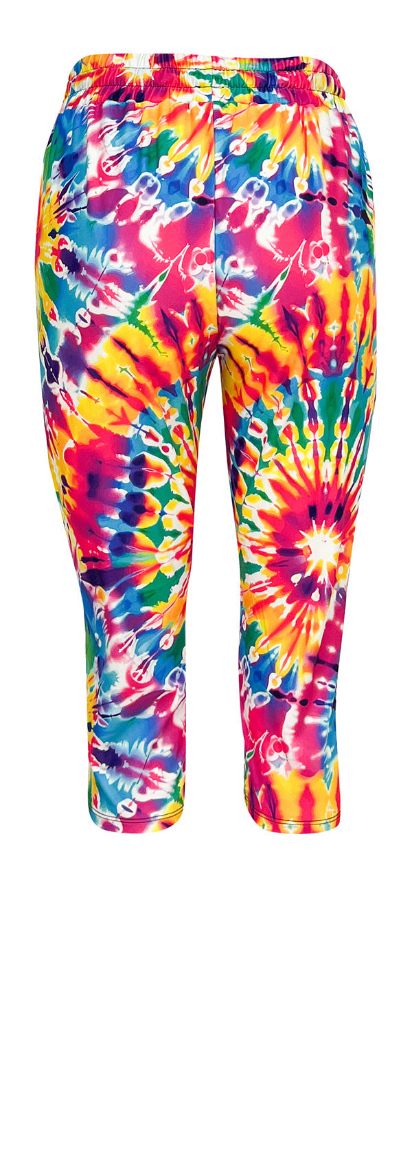 Colorful summer tie dye joggers with elastic waistband and cuffed ankles for comfortable, stylish wear.