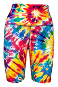 Vibrant rainbow tie dye gym shorts with pockets and slim fit for summer workouts and casual wear
