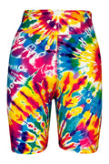 Colorful tie dye tight shorts with elastic waistband for summer activities and comfortable fit