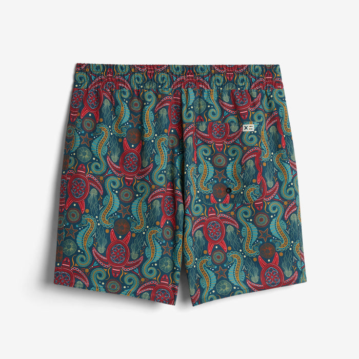 Swim 7" Pull-On Board Shorts Light Weight - Marine Mosaic