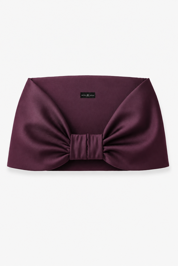 Plum “Thalia” Stretch Mikado Shawl Wrap, product-only front view