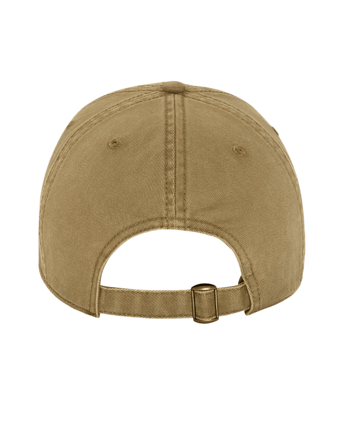 Back view of The Baseball Hat -- Khaki by THE GREAT. PF26, featuring an adjustable strap with metal buckle against a plain white background—an ideal addition to any sports hat collection.
