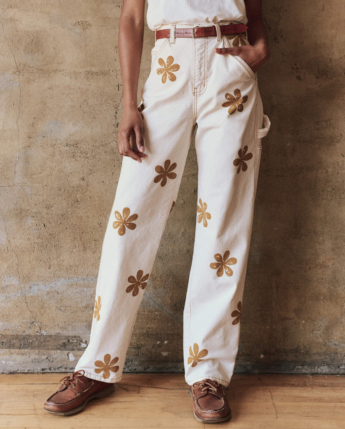 The Carpenter Pant with Daisy Stamp. -- Natural BOTTOMS THE GREAT. PF24 STAMP CHASE