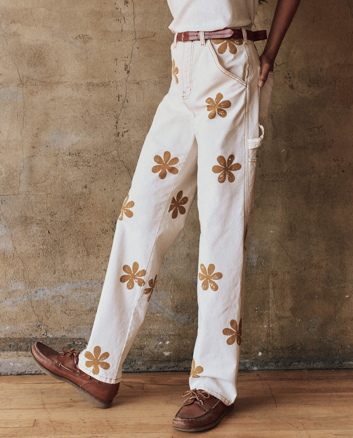 The Carpenter Pant with Daisy Stamp. -- Natural BOTTOMS THE GREAT. PF24 STAMP CHASE