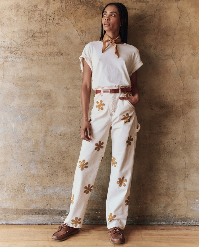 The Carpenter Pant with Daisy Stamp. -- Natural BOTTOMS THE GREAT. PF24 STAMP CHASE